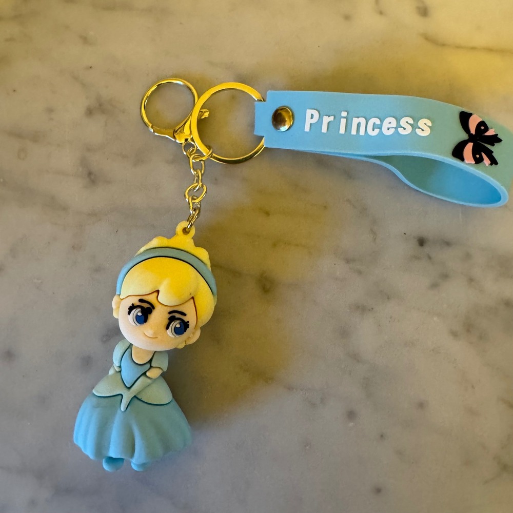 Princess Keychain Blue Silicone Wrist Strap Bag Charm Backpack Charm